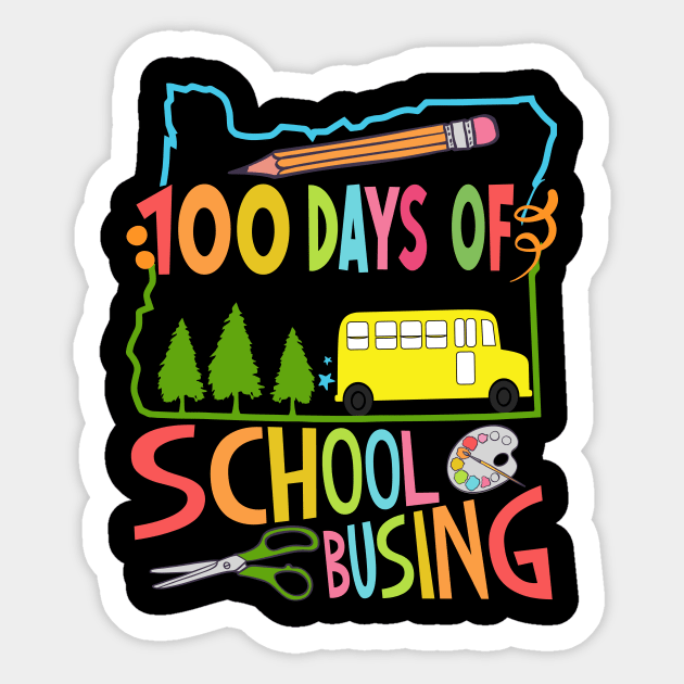 100 days of school busing 100th day of school gift for kids and teachers Sticker by BadDesignCo